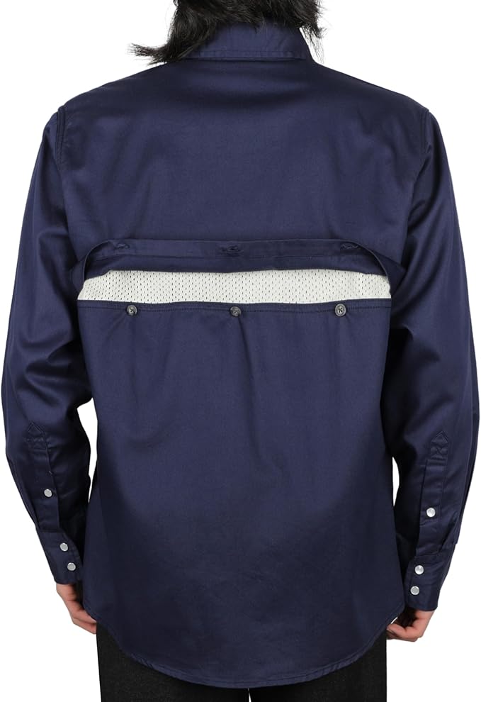 VATRENUS FR Shirts for Summer Pearl Snaps Breathable Vented Mesh Back and Underarm Lightweight Flame Resistant Welding Shirt