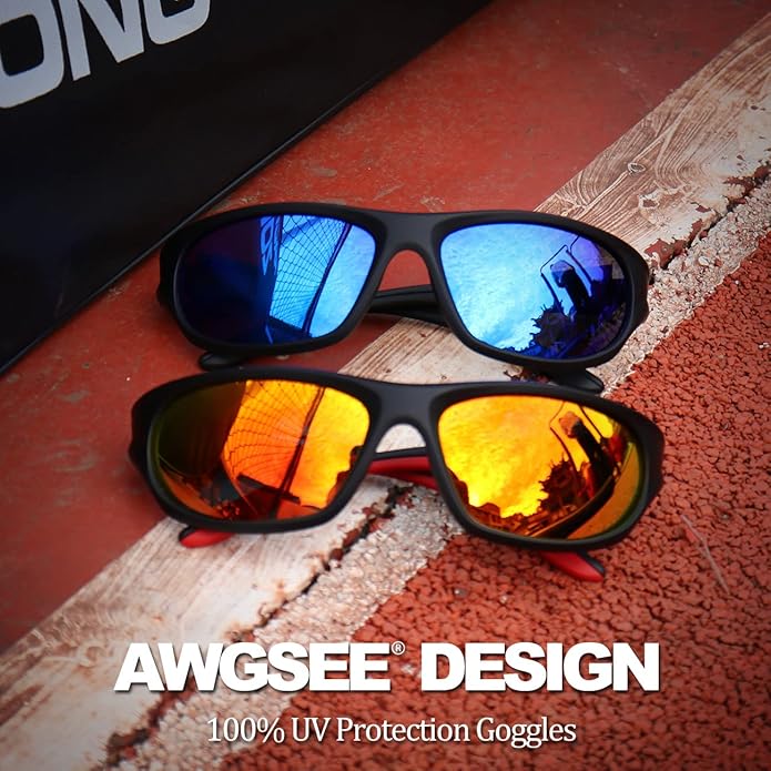 Polarized Sports Sunglasses for Men,TR90 Unbreakable Frame Sunglasses for Fishing Driving Cycling UV400 Protection