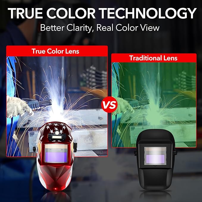 Welding Hood Auto Darkening Welding Helmet with Light True Color 1/1/1/2 Top Optical Clarity Wide Shade 9-13 Welding Mask with Grinding Weld Helmet (KTS-JD14)