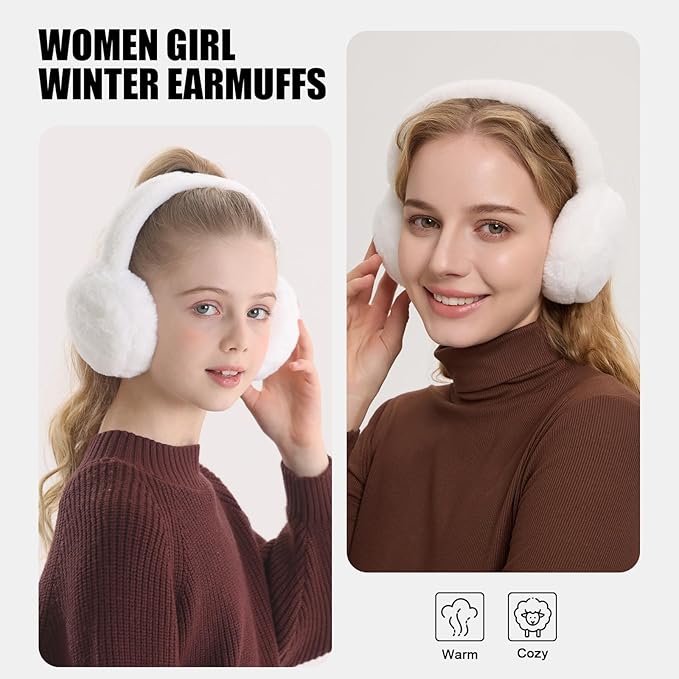 Kids Winter Earmuffs Baby Warm Ear Muff Girls Cute Furry Ear Warmers Boys Foldable Ear Covers for Cold Weather