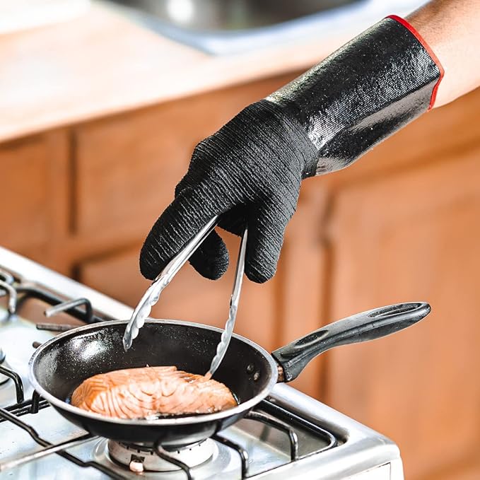 Grill Armor BBQ Gloves – Waterproof Extreme Heat Resistant 932F Oven Gloves for Cooking, Grilling, Baking, Camping – Handle Hot Food in Kitchen, Smoker, Cast Iron, Fire Pit, Pizza, Fryer, Barbecue