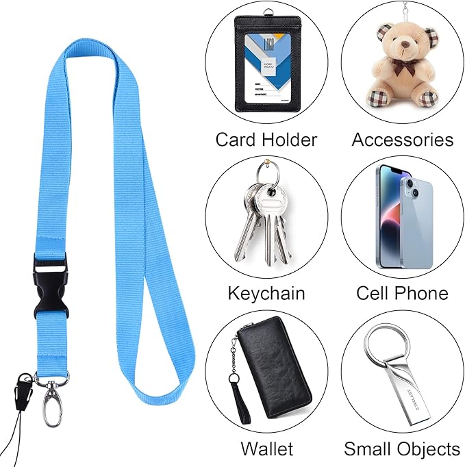 Wisdompro Office Lanyard, 3 Pack 23 inch Quick Release Neck Strap Lanyard with Detachable Buckle, String Loop for Keys, ID Badges, Card Holder, USB Flash Drives, Phones - Purple, Hot Pink, Light Blue