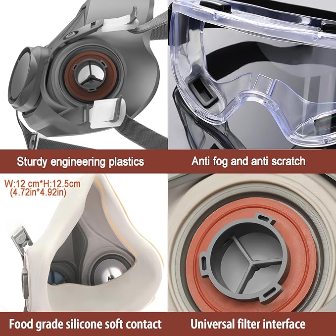 RANKSING Respirator Mask with Filters and Safety Glasses to Against Dust Gases while Painting Spraying