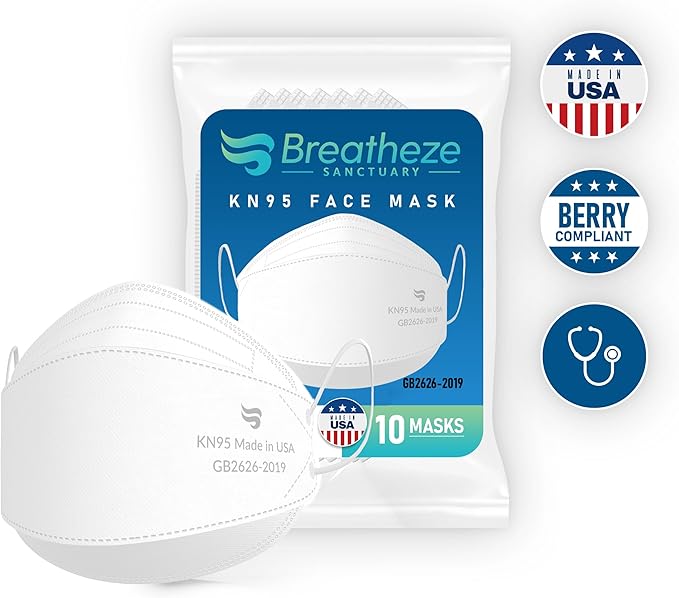 Breatheze KN95 Face Masks Made In USA FDA Registered - Disposable KN95 Mask - 3D Style