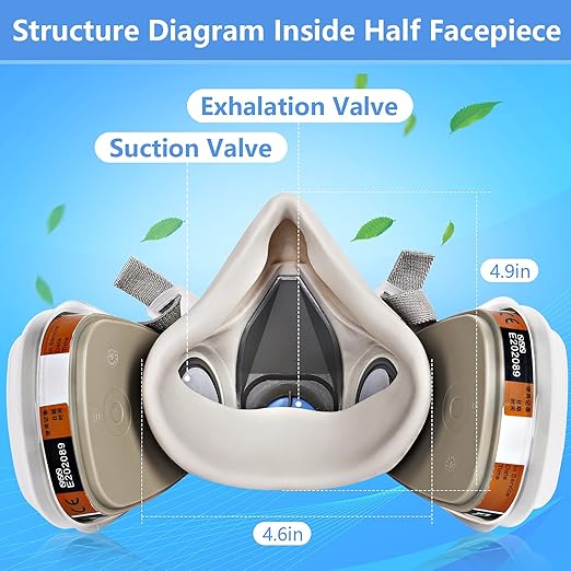 Reusable Respirator Mask with 6001 Filters - 2 Sets Paint Mask Respirators for Chemical,Gas Dust Mask with Goggles for Epoxy Resin Painting Spraying Sanding Welding Woodworking
