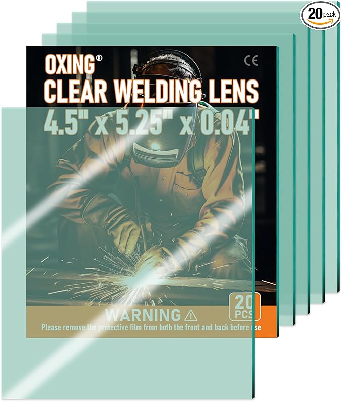 20Pcs - 4.5" X 5.25" - Universal Welding Helmet Clear Lens - Replacement Welding Helmet Lens