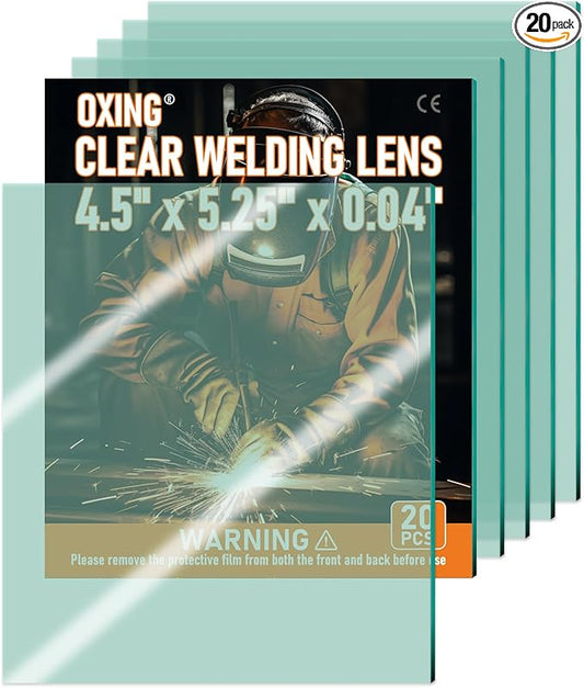 20Pcs - 4.5" X 5.25" - Universal Welding Helmet Clear Lens - Replacement Welding Helmet Lens