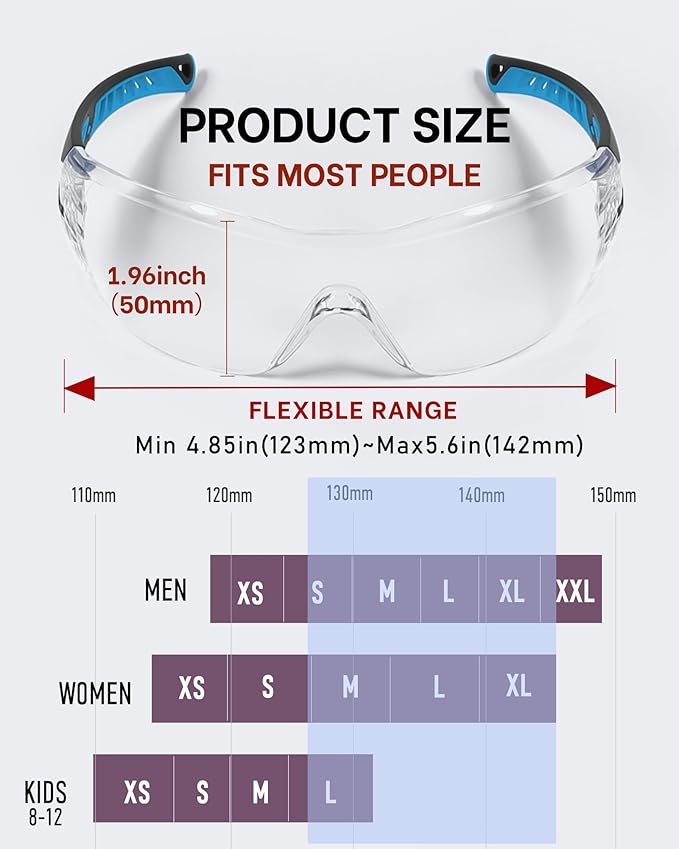 MORK&SUKY Safety Glasses Anti-Fog, Impact-Resistant with UV400 Protection,Lightweight Comfort for Industrial, Sports, Lab.