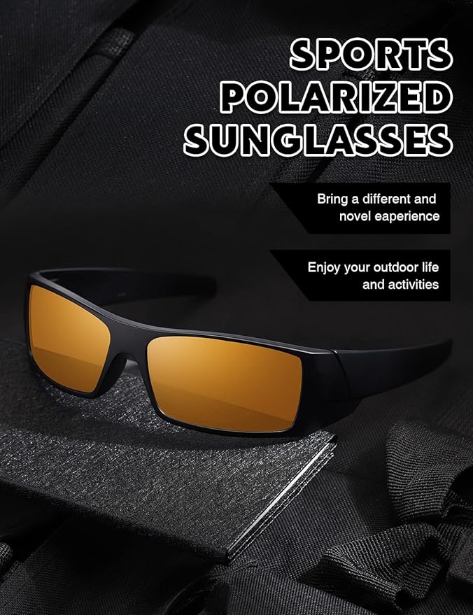 Polarized Sunglasses Men Womens Trendy Retro Sports Rectangular Wrap Around Vintage Shot Shield