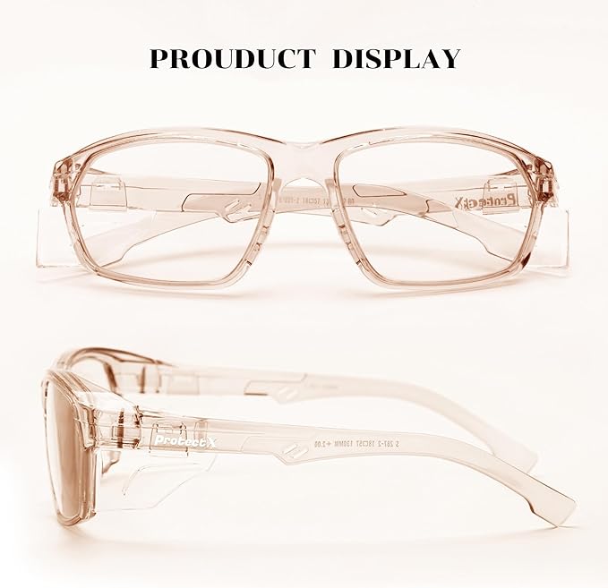 ProtectX Stylish Anti-Fog & Scratch-Resistant Safety Glasses, UV Protection Goggles, Anti-Impact Lightweight Glasses for Men＆Women Cold Brew Clear - 6 Pack