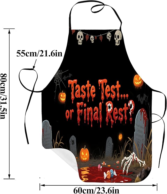 Halloween Aprons Gifts for Women Mens Taste Test or Final Rest? Cooking Apron, Funny Gift for Him Her,His Hers (1 Pcs)