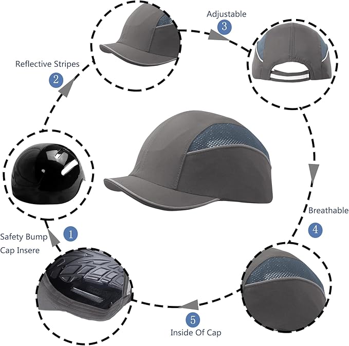 Lightweight Hard Hat Safety Bump Cap Safety Hard Hat Head Protection Cap Breathable Baseball Hat Style Comfortable Head Protection Hat for Work