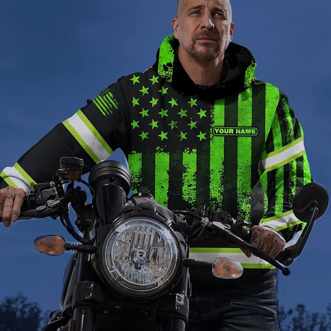 Maddly High Visibility US Flag Collection Safety Workwear Custom Name for Workers, Runners, Truckers, Patriotic