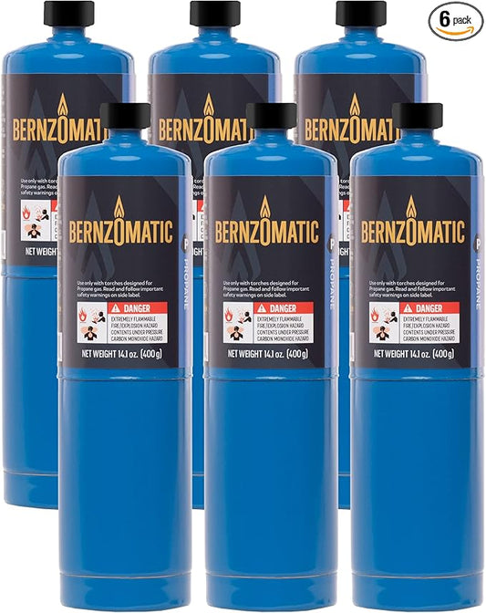 Bernzomatic Standard Propane Fuel Cylinder, Portable and Versatile for Torches, Camping Stoves, Grilling, Soldering, and Outdoor Cooking (6 Pack)
