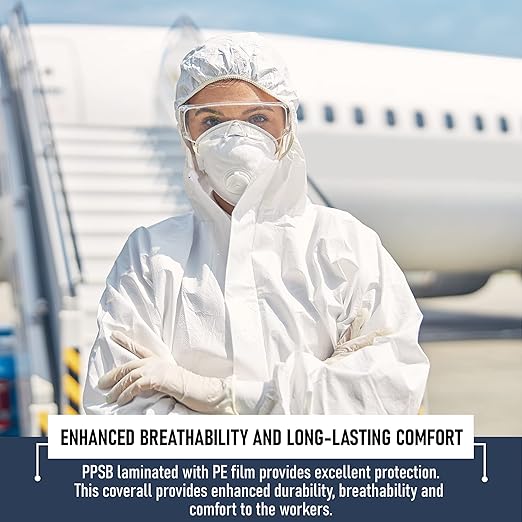 Hazmat Suits Disposable | 1 Pack, 6X-Large | Protective Coveralls with Attached Hood and Boots | Heavy Duty Full Body Painters Suit for Adults - Breathable & Water Resistant | 6XL