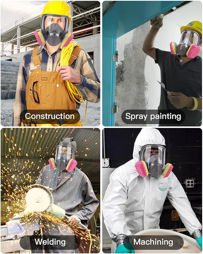 Respirator Mask with Filters - Reusable Gas Mask Against Organic Vapor Chemicals Spray Paint