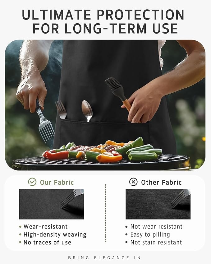 Syntus Chef Apron for Men Women Kitchen Cooking Apron with Pockets, Adjustable Bib Aprons Stain Resistant, 1 Pack