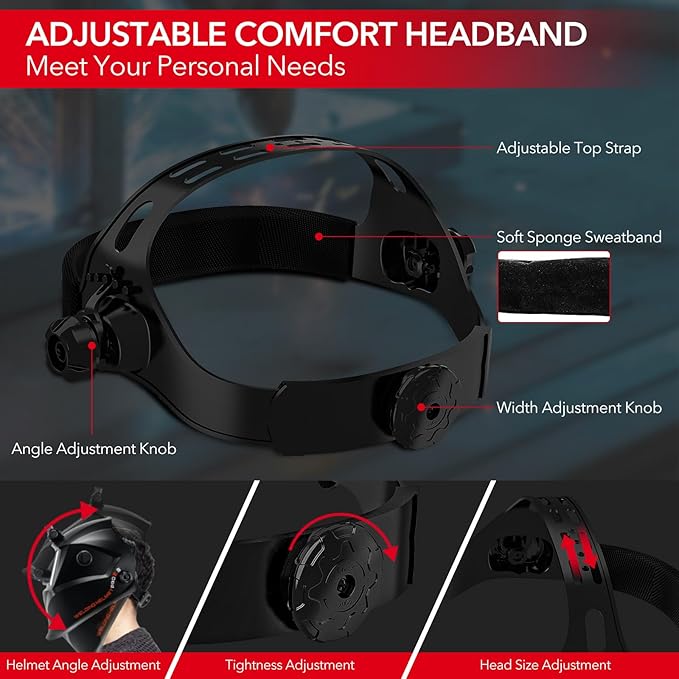 Welding Hood Auto Darkening Welding Helmet with Light True Color 1/1/1/2 Top Optical Clarity Wide Shade 9-13 Welding Mask with Grinding Weld Helmet (KTS-JS01)