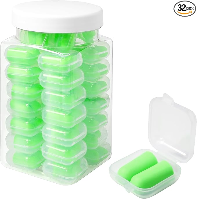 Calmi Ear Plugs for Sleeping Noise Reduction, 33dB NRR - 32 Pairs with Individual Cases, Earplugs for Snoring, Travel, Work, Concerts, Studying