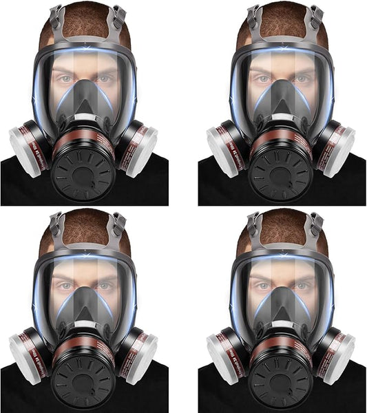 Full Face Respirator Mask, Gas Masks Survival Nuclear and Chemical, Gas Respirator with Activated Carbon Filters