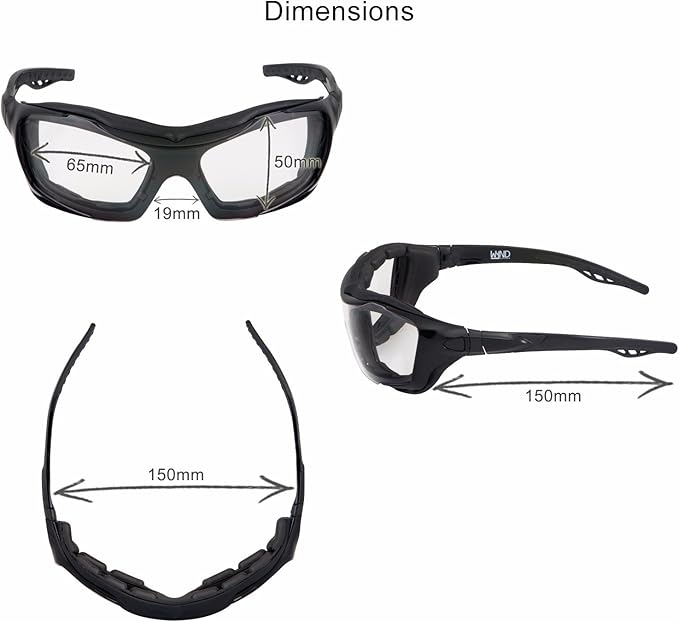 WYND Blocker Motorcycle Riding Glasses Extreme Sports Wrap Sunglasses (Black/Clear)