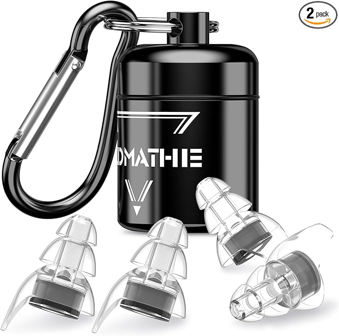 2 Pairs High Fidelity Concert Ear Plugs, Silicone Ear Plugs for Noise Reduction, Hearing Protection Earplugs for Concerts, Musicians, Festival, Nightclub, Drummers and Raves Party - 23dB (Black)