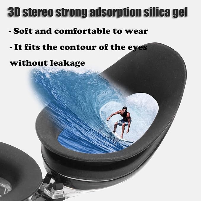 Nearsighted Swim Goggles -2.0D to -8.0D,Anti Fog Shortsighted Swimming Goggles with Clear Lens No Leak UV Protection
