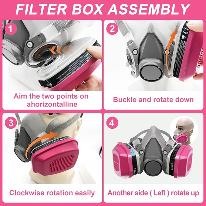 Full Face Respirator Mask, 6800 Reusable Respirator Mask with Filters 60921, Anti-fog, Ideal for Paint, Spray, Dust