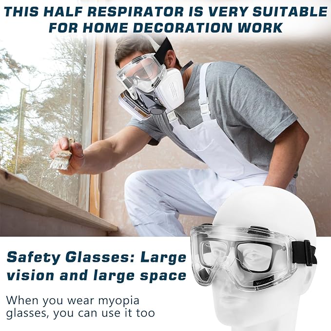 Respirator Mask, Reusable Face Respirators with Filters, Gas Masks Against Chemicals/Organic Vapor/Formaldehyde
