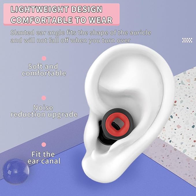 Motorcycle Ear Plugs, Moto Ear Plugs, 27dB Noise Cancelling air Plugs Motorcycle, Reusable Washable Motorcycle Ear Protection (2Pairs Black with Red + Black with White, One Size)
