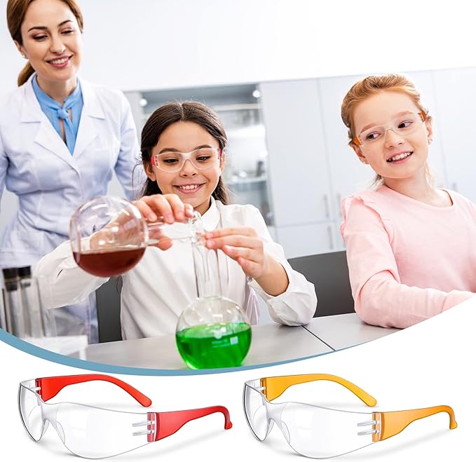 Weewooday 48 Packs Kids Safety Glasses Scratch Impact Resistant Safety Goggles Child Protective Eyewear Goggles with Lenses