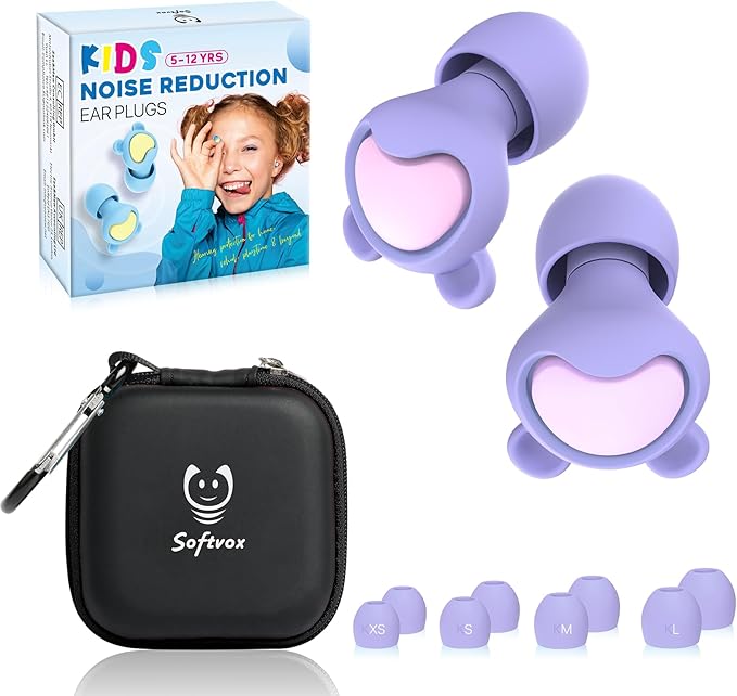 Kids Ear Protection Kids Ear Plugs (6-12yrs) - Reusable Everyday Noise Relief for Child Adult with Small Ear Canal, for Focus, Anxiety, Stress, School, Home, Playtime –26 dB Noise Reduction Earplugs