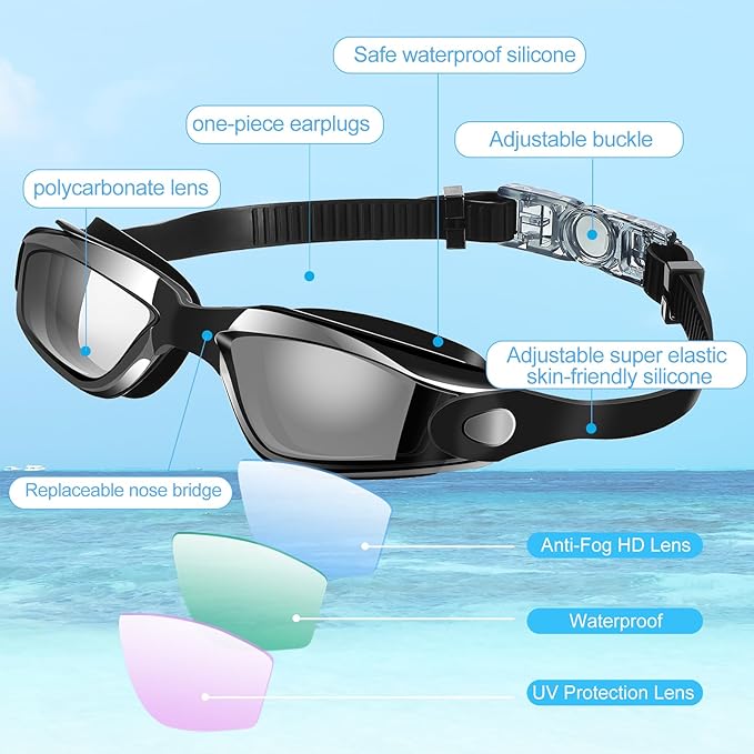 Konohan 8 Pack Kids Goggles Swim Goggles for Adult Kids Swimming Glasses Anti Fog Silicone No Leak Pool Glasses