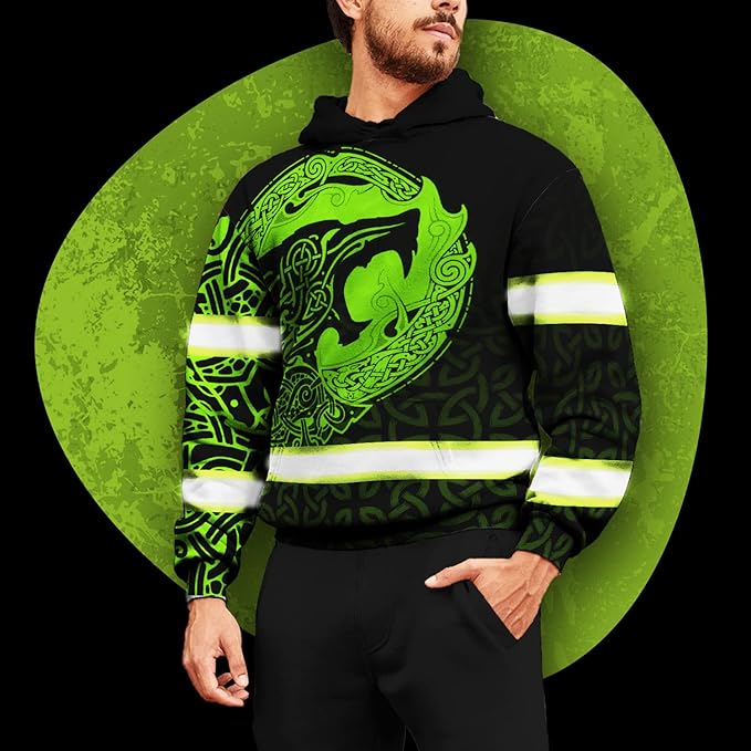 Matedecor Skull High Visibility Shirt Men Reflective Safety Shirts US Flag Custom Name Workwear, Runners, Walkers, Patriotic