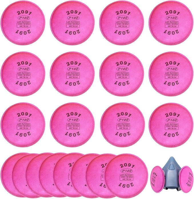 20PCS(10Pack) Particulate Filter 2091 P100 Compatible with 2091, Installed on P100 Filter Retainer Replacement for 6000 6200 6800 7000 FF-4 for Against Dust Painting Woodworking,Pink