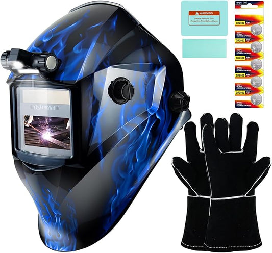 Welding Hood Auto Darkening Welding Helmet with Light True Color 1/1/1/2 Top Optical Clarity Wide Shade 9-13 Welding Mask with Grinding Weld Helmet (KTS-JD15)