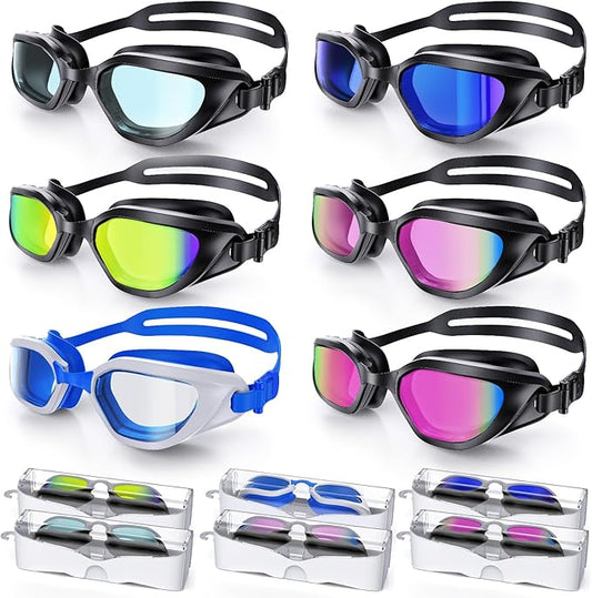Swim Goggles, Unisex Adult Swimming Goggles Upgraded Anti Fog Anti UV No Leakage Wide View for Men Women Youth