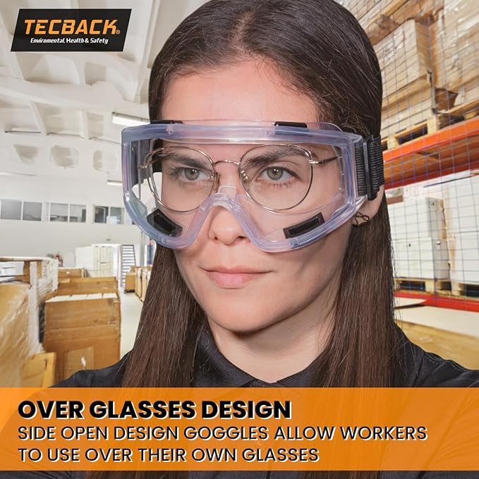 Anti-Fog Safety Goggles | Impact & Splash Resistant Anti-Scratch Clear Lenses | Fits Over Glasses |ANSI Z87.1 & EN166