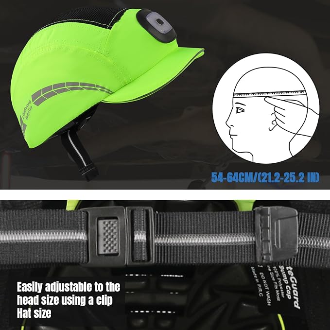 Lightweight Bump Cap with Reflective Stripes, Breathable Baseball Cap Style, Head Protection Hard Hat for Men Women