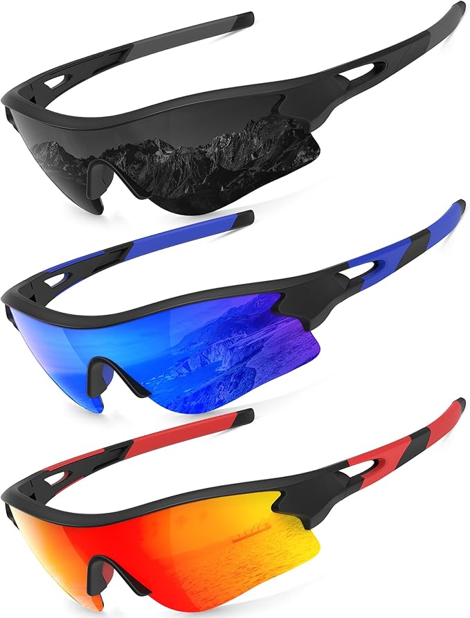 KALIYADI Sports Sunglasses Polarized Sunglasses-Men: Mens Sunglasses with UV400 for Golf Running Fishing