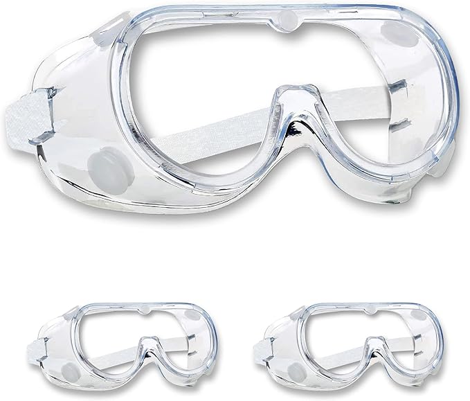 ATERET Anti-Fog Protective Safety Goggles I Lightweight Adjustable Clear Lens Eyewear I Chemical Splash Protection Eyeglass