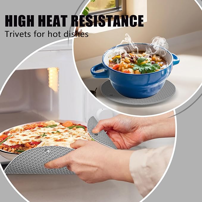 Oven Mitts with Heat-Resistant Hot Pads and Five Silicone Spatulas Designed for Kitchen Baking Cooking, Oven Glove Soft Cotton Lining, Waterproof, BPA-Free (Grey, 15.7)