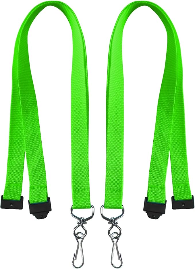 66 Pcs Breakaway Lanyards with Swivel J Hook Premium Bulk Flat Safety Lanyards for ID Badges, Schools, Students, Coaches, Festivals, Volunteers and Team Activities (Fluorescent Green)