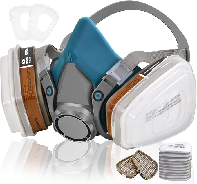 Respirator Gas Mask With 6001 Filters, Gas Masks Survival Nuclear and Chemical for Painting, Organic Vapors