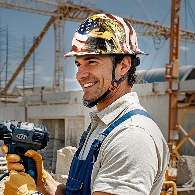 SBD-G1C Construction Full Brim Safety Helmet HDPE Hard Hat Vented Hardhats Sunshade Carbon Fiber Pattern Industrial Work Certified ANSI/ISEA Z89.1
