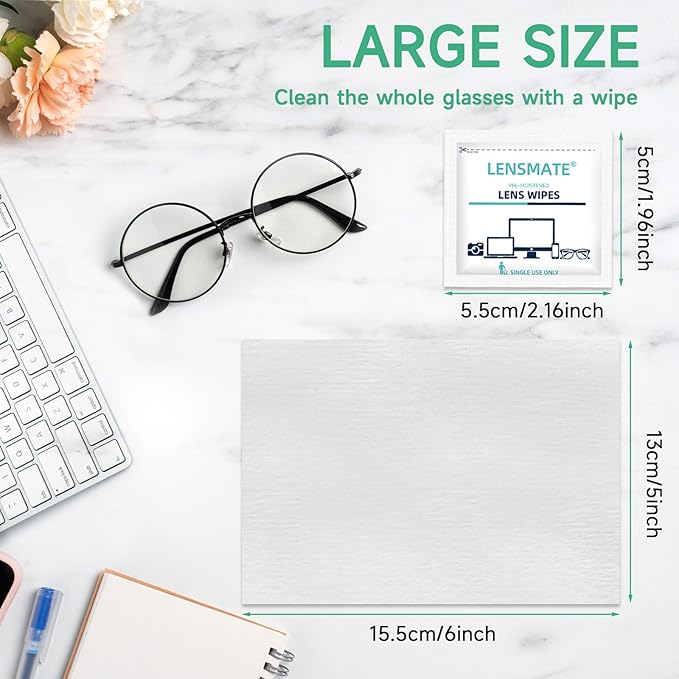 Lensmate 420 Count Lens Wipes for Eyeglasses, Pre-Moistened & Individually Wrapped Eyeglass Wipes, Lens Cleaning Wipes for Eyeglasses, Sunglasses, Goggles and Camera Lens