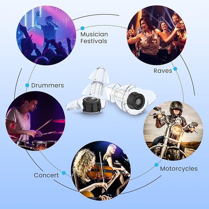 Earplugs for Concert,2 Pairs Silicone Earplugs for Concert and Musicians, Reusable Liquid Silicone Ear Plugs for Hearing Protection,Party,23dB Noise Cancelling