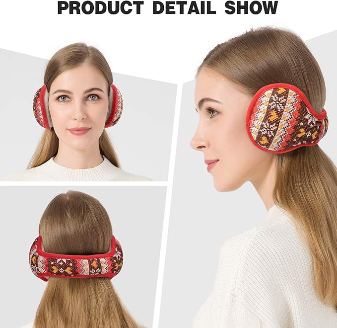 Venswell Knit Ear Muffs for Winter Women Men Soft Earmuffs Cold Weather Fleece Ear Warmers Cover Foldable & Adjustable