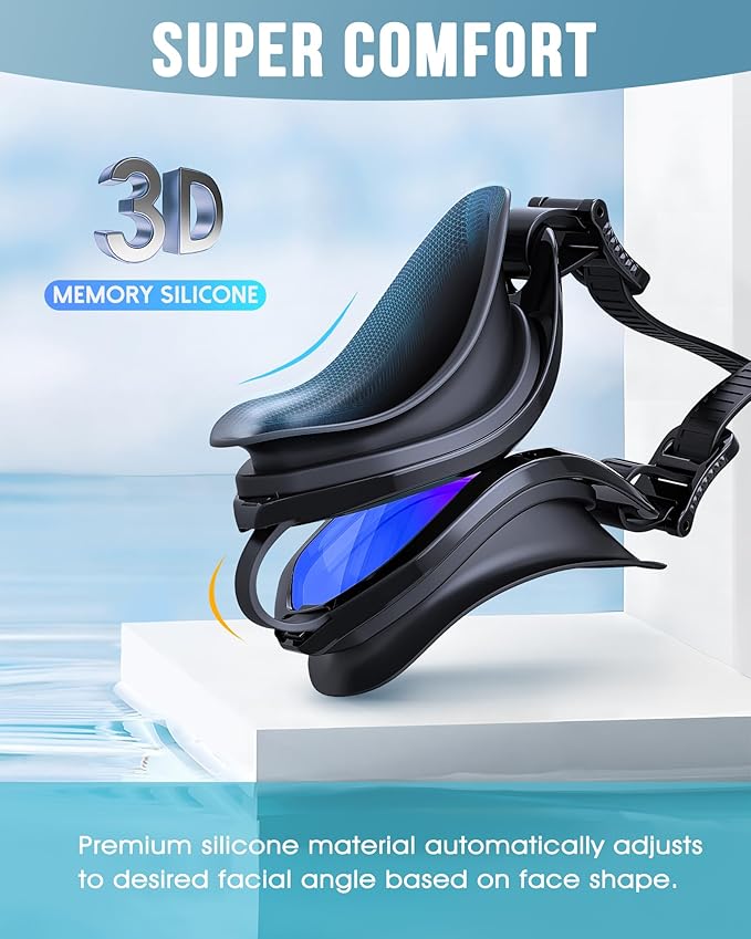 Swim Goggles, Unisex Adult Swimming Goggles Upgraded Anti Fog Anti UV No Leakage Wide View for Men Women Youth