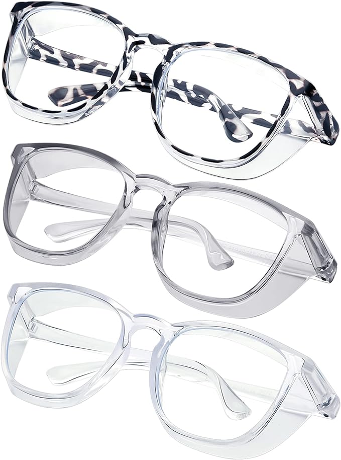Safety glasses Goggles Nurses Protective Eyewear - Anti Fog Square Frame Stylish Clear Glasses for Women Men